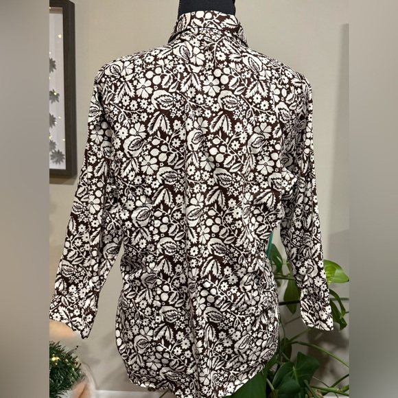 Ralph Lauren Brown and White Floral Button Down Shirt - Picture 4 of 6